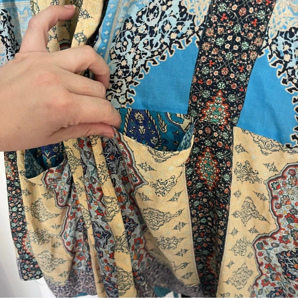 Johnny Was Kimono Rayon Blue Cream Long Paisley Cardigan Small - Picture 4 of 5